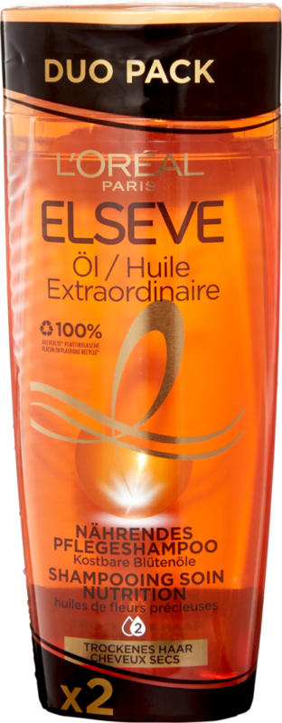 Shampooing Huile Extraordinaire Elseve L’Oréal, 2 x 250 ml