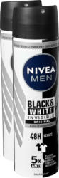 Nivea Men Deo Spray Black & White Invisible Original, 2 x 150 ml