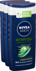Doccia curativa Energy 3 in 1 Nivea Men, 3 x 250 ml