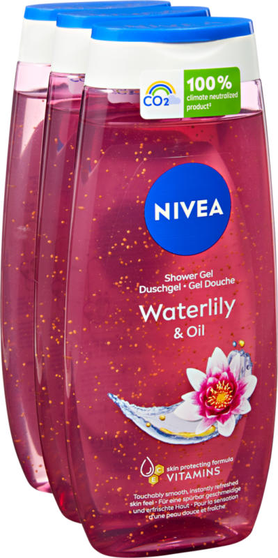 Nivea Duschgel Waterlily & Oil, 3 x 250 ml