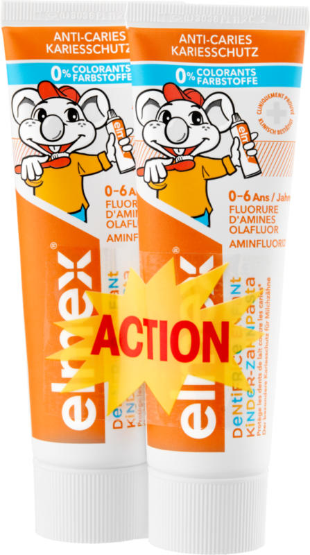 Elmex Kinder-Zahnpasta Kariesschutz, Kinder, 2 x 75 ml