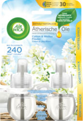 Flacon diffuseur de parfums aux huiles essentielles Coton & Lilas Blanc Air Wick, Recharge, 2 x 19 ml