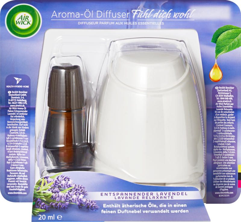 Air Wick Aroma-Öl Diffuser Entspannender Lavendel, 1 Starterkit