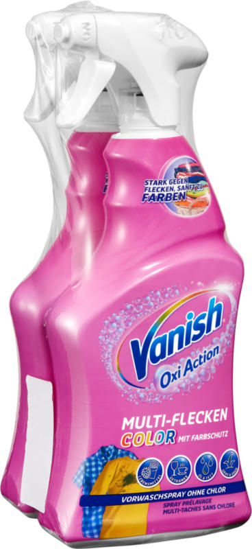 Spray prélavage multi-taches Color Vanish Oxi Action, Protection des couleurs, 2 x 750 ml