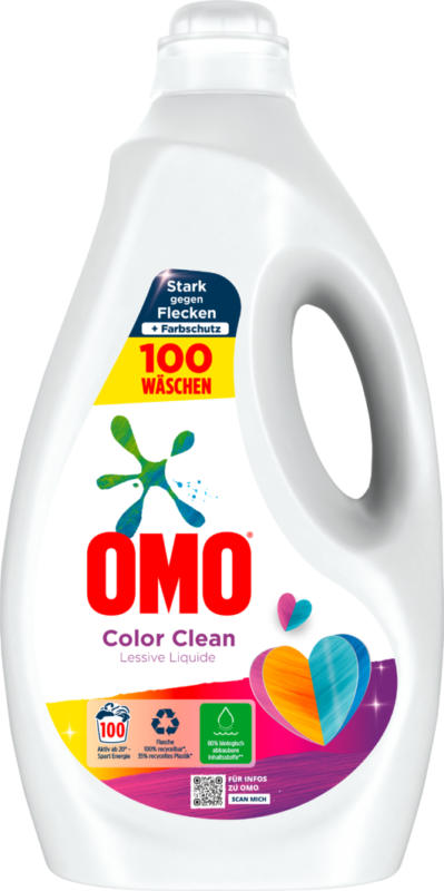 Omo Flüssigwaschmittel Color, 100 Waschgänge, 5 Liter