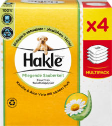 Papier hygiénique humide Propreté traitante Camomille & Aloe Vera Hakle, 4 x 42 lingettes