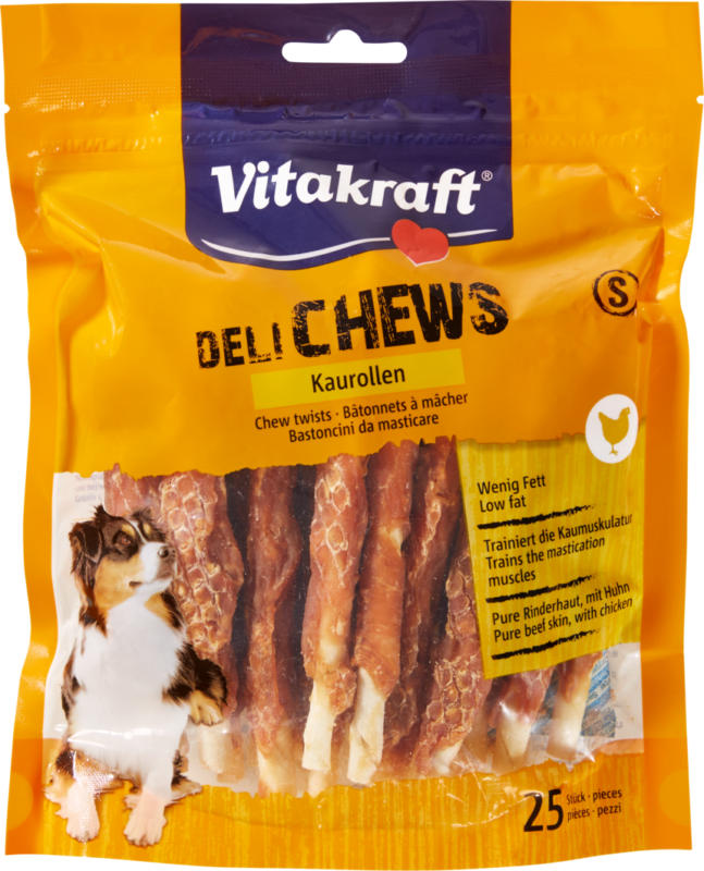 Bastoncini da masticare Deli Chews Vitakraft, con pollo, 25 pezzi