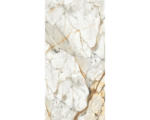 Hornbach Feinsteinzeug Bodenfliese Visage 120,0x240,0 cm weiß beige grau gold glänzend rektifiziert