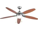 Hornbach Deckenventilator Madeira Morgien 60 W - ohne Leuchtmittel 47,9 dB(A) aufrüstbar mit Fernbedienung Ø 132 cm nickel Sommer + Winterbetrieb