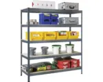 Hornbach Grundregal Steckregal Schwerlastregal Schulte Regalwelt küppergrau 2000 x 1600 x 600 mm 5 Böden Tragkraft 1250 kg