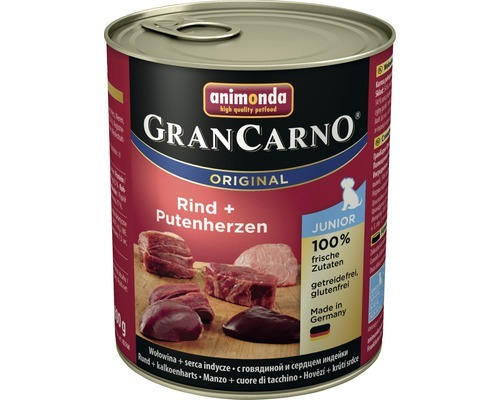 Hundefutter nass ANIMONDA Gran Carno Original Junior Rind und Putenherzen 800 g