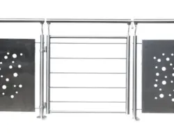 Geländertür Pertura Edelstahl V2A mit 5 waagererchten Stäben B:80 cm inkl. Aufnahmeschelle 40 mm