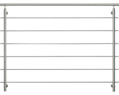 Geländer-Komplettset Pertura Edelstahl für raumhohe Fenster mit waagerechten Rundstäben B: 1.50 m