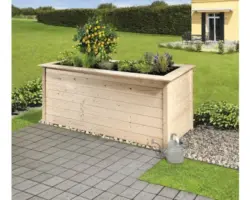 Hochbeet klassisch weka Profi 669 C mit innenliegender Noppenbahn und Wühlmausschutzgitter 218x92x81 cm natur