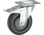 Hornbach Tarrox Transport-Geräte-Lenkrolle, bis 150 kg, mit Platte, TPE-Lauffläche, Fadenschutz und Totalfeststeller, 100 x 128 x 32 mm
