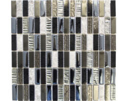 Glasmosaik mit Naturstein XCM SM58 29,8x30,4 cm grau schwarz