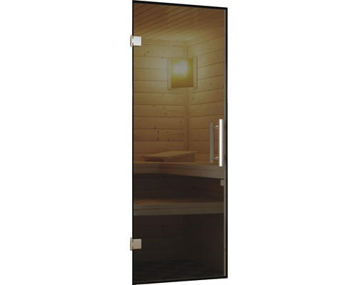 Sauna Türelement Karibu für 38/40 mm Saunen mit graphit farbiger Ganzglastür 173x64x3,8 cm