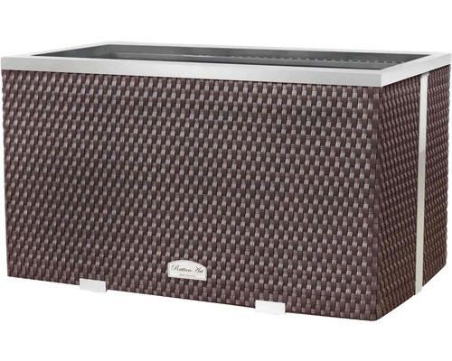 Pflanzkübel Polyrattan 70x38x40 cm braun-aluminium