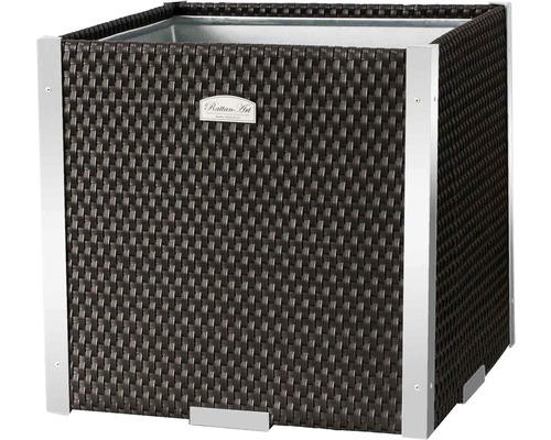 Pflanztopf Polyrattan 38x38x38 cm braun-aluminium