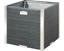 Pflanztopf Polyrattan 38x38x38 cm anthrazit-aluminium