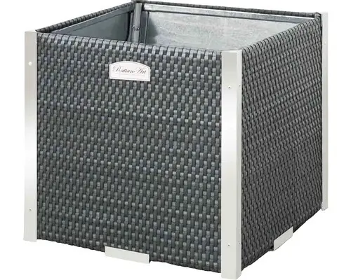 Pflanztopf Polyrattan 38x38x38 cm anthrazit-aluminium