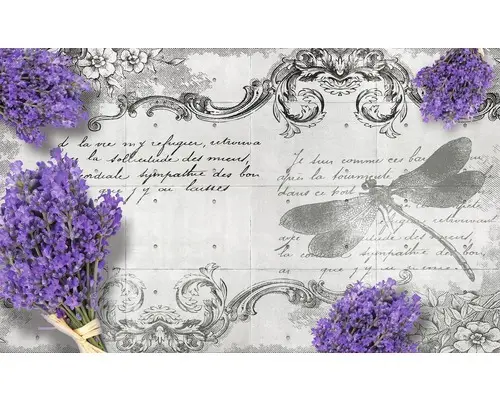 Fototapete Papier 1799 P8 Lavendel/Libelle 4-tlg. 368 x 254 cm