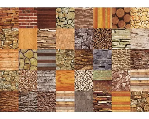 Fototapete Vlies Holz-Stein Collage 312x219 cm