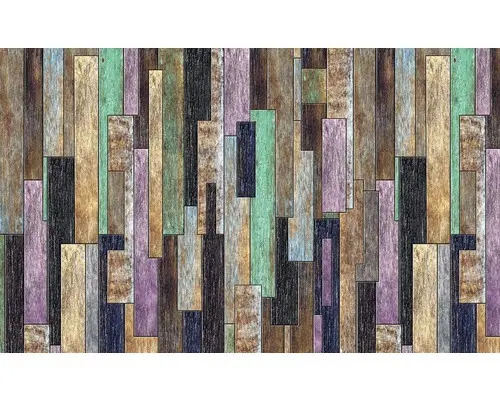 Fototapete Vlies Buntes Holz 312x219 cm