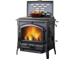 Kaminofen La Nordica Extraflame Isotta Gusseisen schwarz 11,9 kW mit Herdplatte