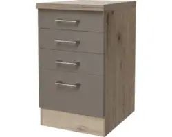 Unterschrank Flex Well Riva San Remo Eiche hell/Quarzit Cubanit 50x86x60 cm mit 4 Laden