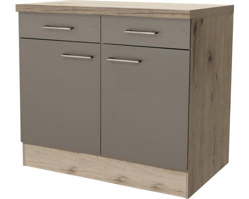 Unterschrank Flex Well Riva San Remo Eiche hell/Quarzit Cubanit 100x86x60 cm mit Drehtür