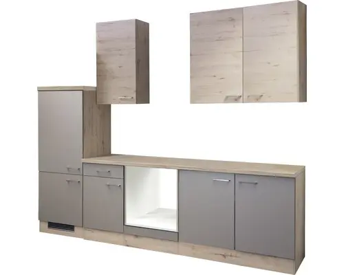 Küchenleerblock Flex Well Riva 10782 Quarzit Cubanit/San Remo Eiche hell 270 cm