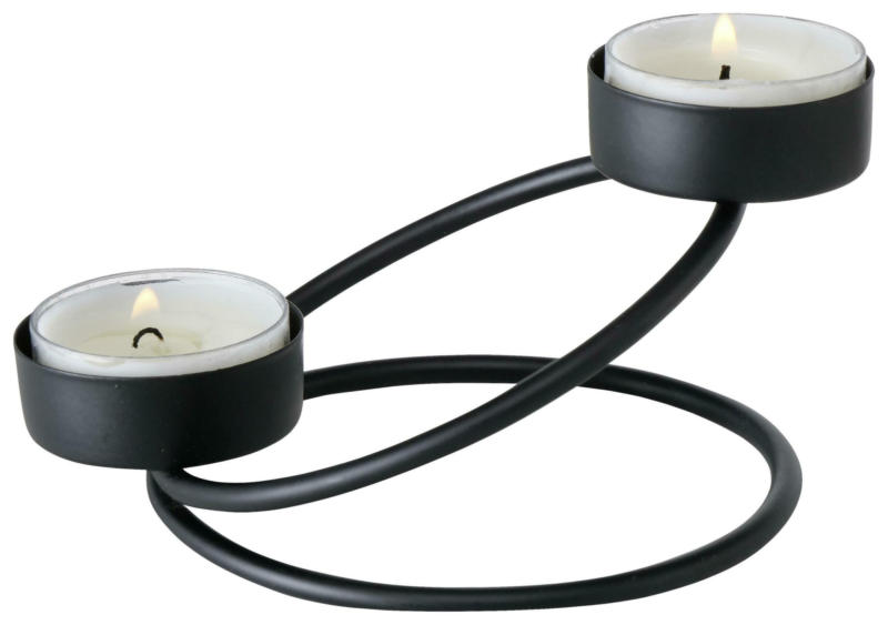Kerzenhalter Loopy aus Metall in Schwarz
