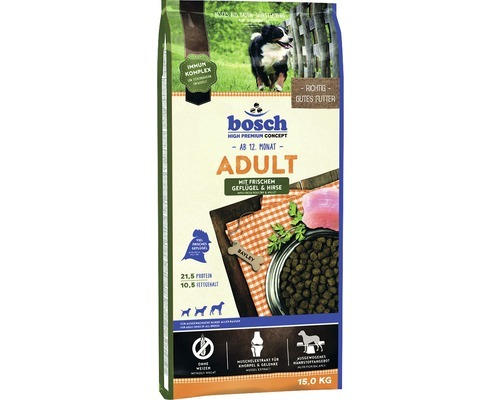 Hundefutter trocken bosch Adult Geflügel & Hirse 15 kg