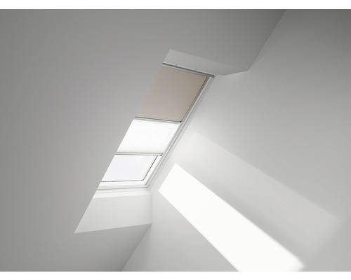 VELUX Vorteils-Set Verdunkelungsrollo uni beige und Faltstore Plissee weiß manuell Rahmen aluminium DFD M08 4556S