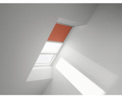 VELUX Vorteils-Set Verdunkelungsrollo uni orange und Faltstore Plissee weiß manuell Rahmen aluminium DFD S08 4564S