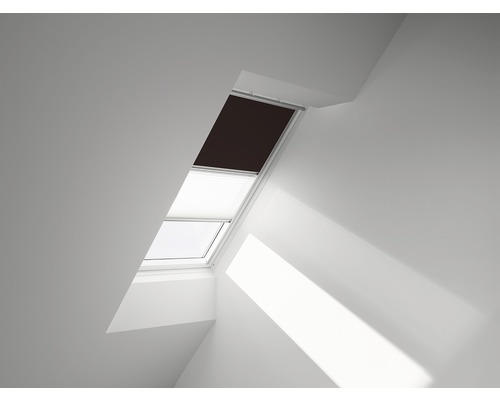 VELUX Vorteils-Set Verdunkelungsrollo uni dunkelbraun und Faltstore Plissee weiß manuell Rahmen aluminium DFD CK06 4559S