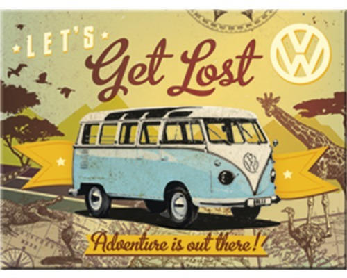 Dekomagnet VW Bulli Let`s Get Lost 8x6 cm