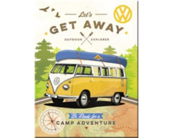 Dekomagnet VW Bulli Let`s Get Away 8x6 cm