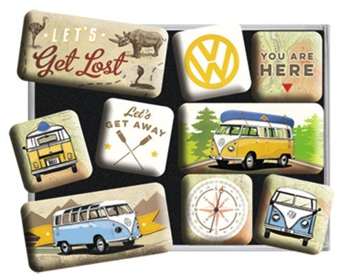 Dekomagnet VW-Bulli Let`s Get Lost 9-er Set