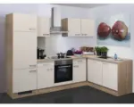 Hornbach Winkelküche Flex Well Sienna 10834 Creme/Zwetschge-Dekor 280 cm inkl. Einbaugeräte