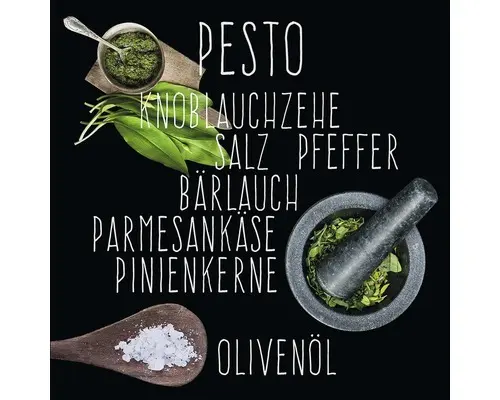 Glasbild Pestorezept 30x30 cm