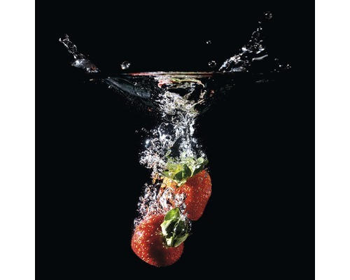 Glasbild Strawberry on Black II 50x50 cm