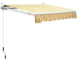 Hornbach Gelenkarmmarkise 3,5x2,5 Stoff gestreift orange/grau/weiß Gestell RAL 9003 signalweiß