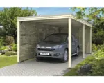 Hornbach Einzelcarport SKAN HOLZ Cubus-Form mit Seiten- und Rückwand 294x574 cm natur