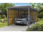 Hornbach Einzelcarport SKAN HOLZ Cubus-Form mit Seiten- und Rückwand 294x574 cm grau