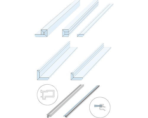 Knauf Zargenlose Türlaibung für Glastürblatt Fertigwanddicke 125 mm Pocket Kit Schiebetürsystem