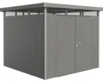 Hornbach Gartenhaus Biohort HighLine inkl. Dachrinne Regale Set Lüftung Oberlicht 254 x 254 cm quarzgrau-metallic