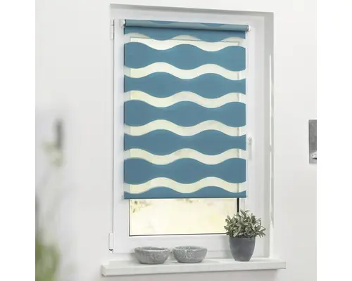 Lichtblick Doppelrollo ohne Bohren Welle petrol 100x150 cm inkl. Klemmträger