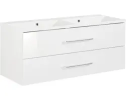 Waschbeckenunterschrank Fackelmann B.clever Mineralguss 120 51x120x46 cm mit Doppel-Mineralgusswaschbecken weiß